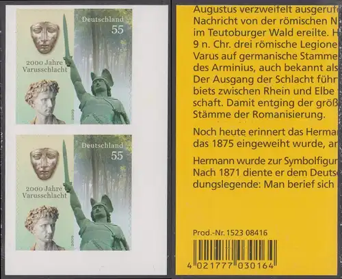 BUND 2009 Michel-Nummer 2741 postfrisch vert.PAAR m/ EAN -aus MH/selbstklebend-