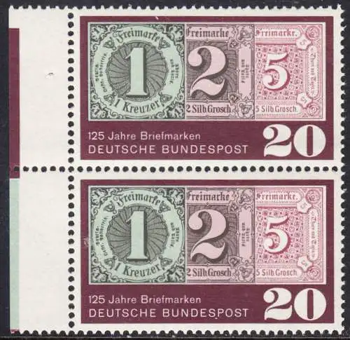 BUND 1965 Michel-Nummer 0482 postfrisch vert.PAAR RAND links (a2)