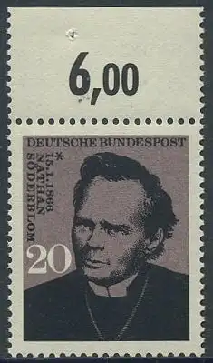 BUND 1966 Michel-Nummer 0504 postfrisch EINZELMARKE RAND oben (f)