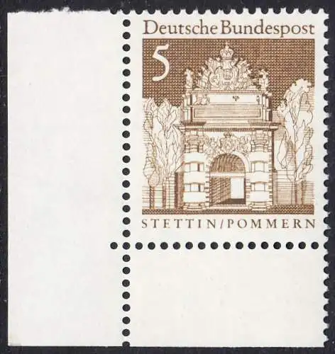 BUND 1966 Michel-Nummer 0489 postfrisch EINZELMARKE ECKRAND unten links