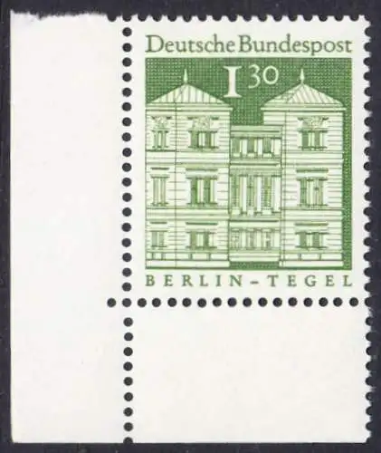 BUND 1966 Michel-Nummer 0502 postfrisch EINZELMARKE ECKRAND unten links