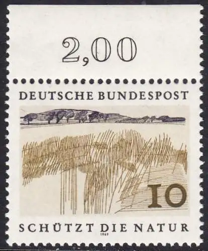 BUND 1969 Michel-Nummer 0591 postfrisch EINZELMARKE RAND oben (a1)