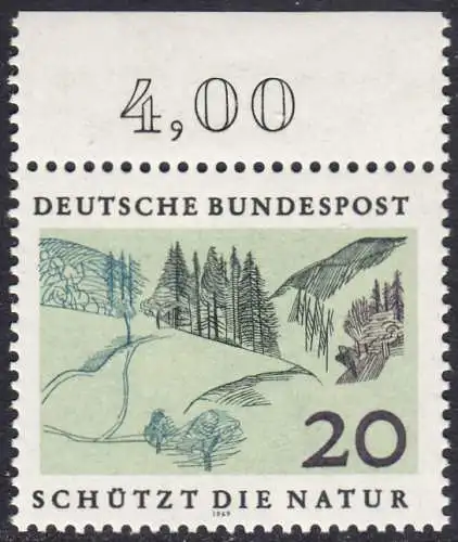 BUND 1969 Michel-Nummer 0592 postfrisch EINZELMARKE RAND oben (a1)