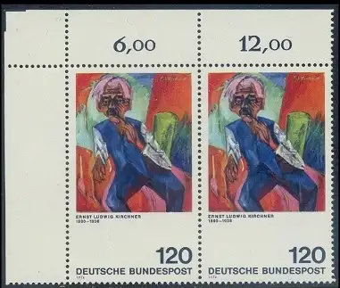 BUND 1974 Michel-Nummer 0823 postfrisch horiz.PAAR ECKRAND oben links