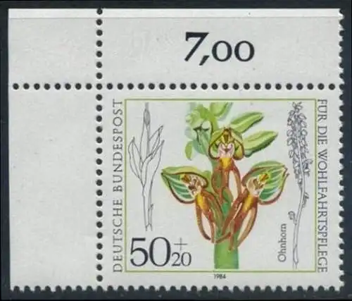 BUND 1984 Michel-Nummer 1225 postfrisch EINZELMARKE ECKRAND oben links