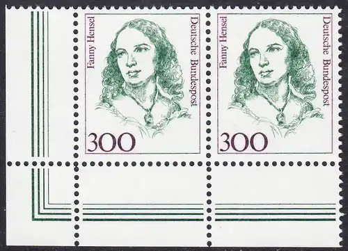 BUND 1989 Michel-Nummer 1433 postfrisch horiz.PAAR ECKRAND unten links