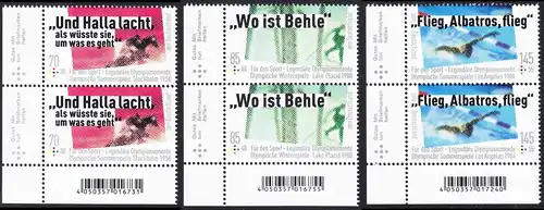 BUND 2019 Michel-Nummer 3460-3462 postfrisch SATZ(3) vert.PAARE ECKRÄNDER unten links