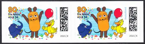 BUND 2021 Michel-Nummer 3597 postfrisch horiz.PAAR (a2) (aus MH / selbstklebend)