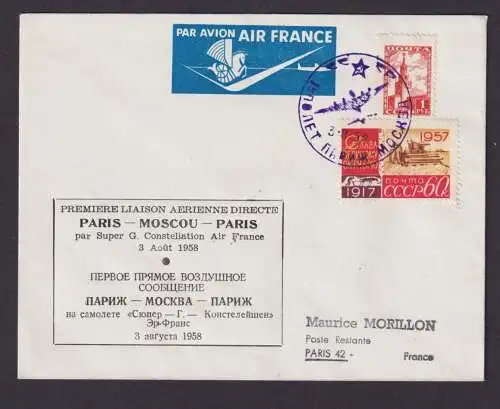 Flugpost Brief Air Mail Air France toller Beleg Erstflug Paris Moskau mit