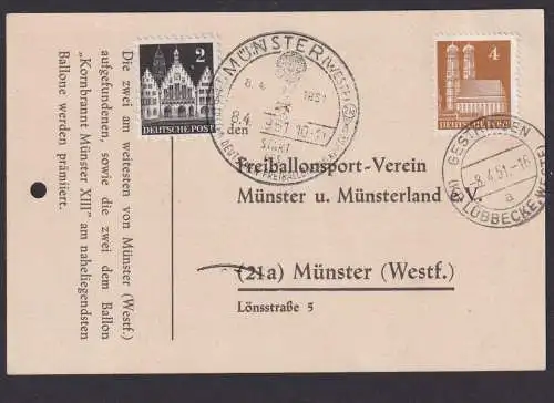 Ballon Flugpost Brief Air Mail Münster Start des ersten deutschen Freiballons