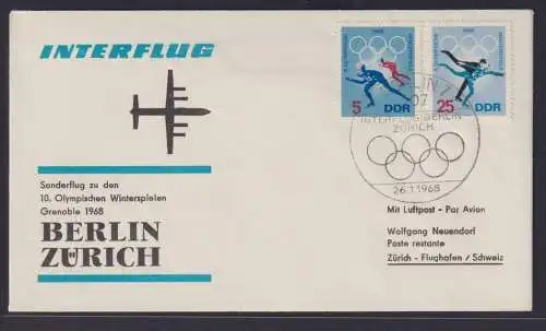 Flugpost airmail DDR Interflug Sonderflug Berlin Zürich Flughafen Schweiz