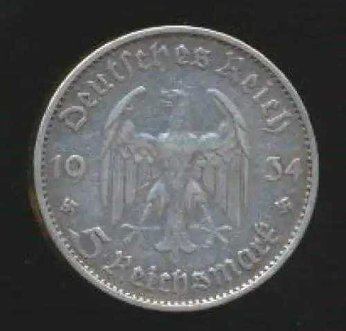 Silber Münze Deutsches Reich 5 Reichsmark Eröffnung Reichstag 1934 356 D