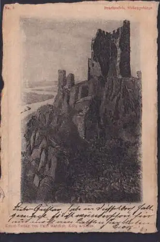 Ansichtskarte Drachenfels Rhein Siebengebirge NRW Kunstverlag Pauö Matthes Köln