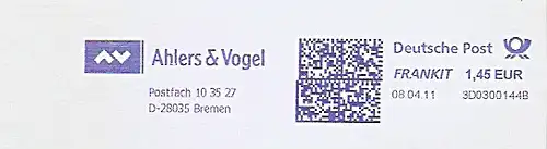 Freistempel 3D0300144B Bremen - Ahlers & Vogel (#1011)