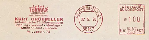 Freistempel H01 3929 Augsburg - KURT GRÖBMILLER - Automatische Türöffneranlagen - Planung Verkauf Montage Kundendienst Service - TORMAX Automatic Werksvertretung (#1246)
