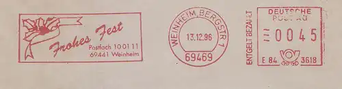 Freistempel E84 3618 Weinheim, Bergstr - Frohes Fest (#606)