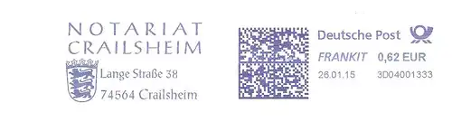 Freistempel 3D04001333 Crailsheim - Notariat Crailsheim (Abb. Wappen) (#1261)