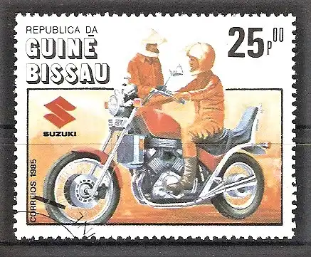 Briefmarke Guinea-Bissau Mi.Nr. 838 o 100 Jahre Motorrad 1985 / Suzuki