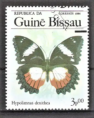 Briefmarke Guinea-Bissau Mi.Nr. 811 o Schmetterlinge 1984 / Hypolimnas dexithea