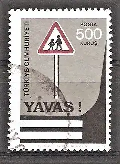 Briefmarke Türkei Mi.Nr. 2438 o Verkehr 1977 / Verkehrszeichen Fußgängerüberweg