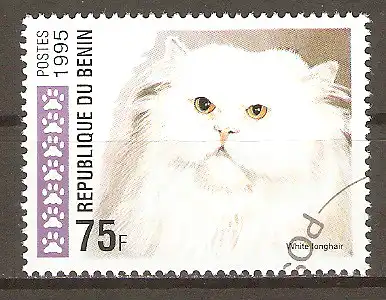 Briefmarke Benin Mi.Nr. 670 o Weiße Langhaar Katze #202445