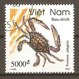 Briefmarke Vietnam Mi.Nr. 2553 o Große Pazifische Schwimmkrabbe (Portunus pelagicus) #202452