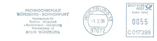 Freistempel C017399 Würzburg - Fachhochschule Würzburg-Schweinfurt - Hochschule für Technik Wirtschaft Sozialwesen Gestaltung (#1705)