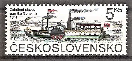 Briefmarke Tschechoslowakei Mi.Nr. 3078 ** Ausflugsschifffahrt in Böhmen 1991 / Raddampfer „Bohemia“