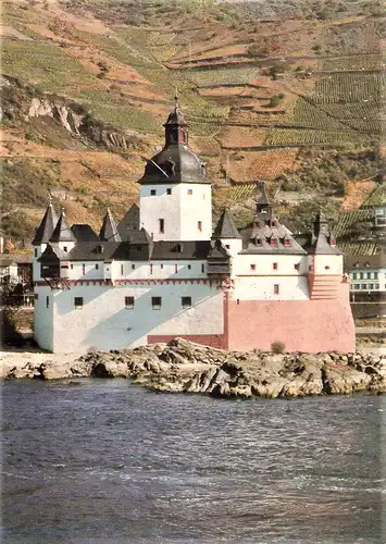 Ansichtskarte Deutschland - Kaub am Rhein / Burg Pfalzgrafenstein (1533)