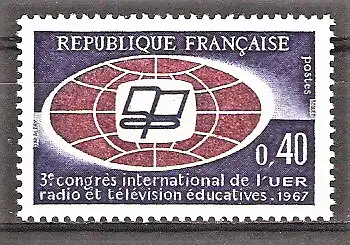 Briefmarke Frankreich Mi.Nr. 1573 ** Internationaler Kongress der UER für Erziehung durch Radio und Fernsehen 1967