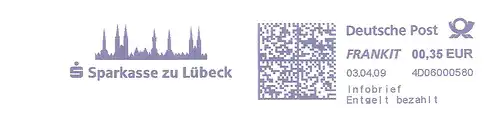 Freistempel 4D06000580 Lübeck - Sparkasse zu Lübeck (Abb. Stadtsilhouette) (#2829)