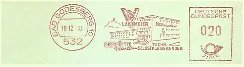 Freistempel Bad Godesberg - LAKEMEIER Vulnoplast - Hermeto - Techn. Selbstklebebänder (Abb. Firmengebäude) (#2744)