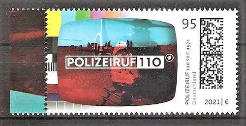 Briefmarke BRD Mi.Nr. 3638 ** Seitenrand links - Deutsche Fernsehlegenden 2021 - "Polizeiruf 110"