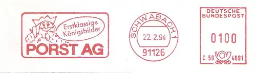 Freistempel C50 4691 Schwabach - PORST AG / Erstklassige Königsbilder (Abb. König) (#3071)