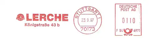 Freistempel F84 4971 Stuttgart - LERCHE (Abb. Schallplatte) (#3104)