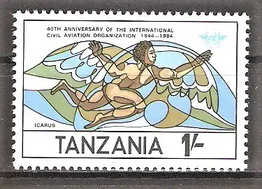 Briefmarke Tanzania Mi.Nr. 246 ** 40 Jahre Internationale Organisation für Zivilluftfahrt (ICAO) 1984 / Ikarus