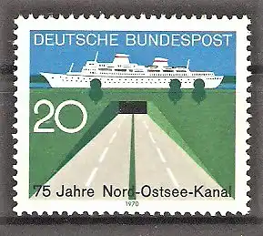 Briefmarke BRD Mi.Nr. 628 ** 75 Jahre Nord-Ostsee-Kanal 1970 / Hochseeschiff