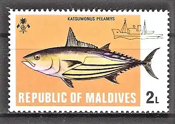 Briefmarke Malediven Mi.Nr. 443 ** Thunfisch Bonito (Katsuwonus pelamis)