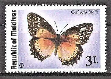 Briefmarke Malediven Mi.Nr. 606 ** Bortenfalter (Cethosia biblis)