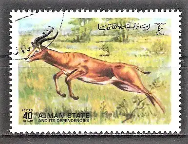 Briefmarke Ajman Mi.Nr. 1311 A o Tiere der freien Wildbahn 1972 / Gazelle