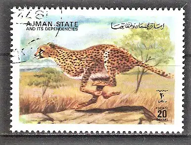 Briefmarke Ajman Mi.Nr. 1307 A o Tiere der freien Wildbahn 1972 / Gepard