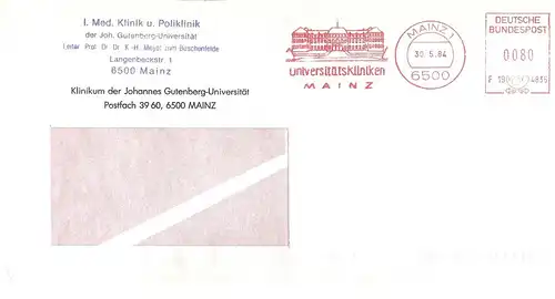 Freistempel F19 4835 Mainz - Universitätskliniken Mainz (Abb. Universitäts-Gebäude) (#AFS47)