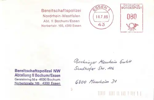 Freistempel Essen - Bereitschaftspolizei Nordrhein-Westfalen Abt.II Bochum/Essen (#AFS25)