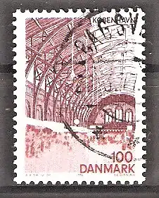 Briefmarke Dänemark Mi.Nr. 619 o Kopenhagen 1976 / Innenansicht der Bahnhofshalle