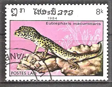 Briefmarke Laos Mi.Nr. 779 o Panthergecko (Eublepharis macumiliaris)