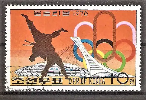 Briefmarke Korea-Nord Mi.Nr. 1510 A o Olympische Sommerspiele Montreal 1976 / Judo