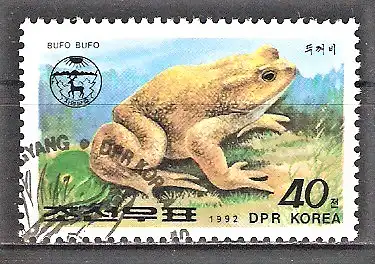 Briefmarke Korea-Nord Mi.Nr. 3342 o Erdkröte (Bufo bufo)