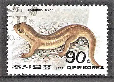 Briefmarke Korea-Nord Mi.Nr. 3351 o Winkelzahnmolch (Hynobius leechii)