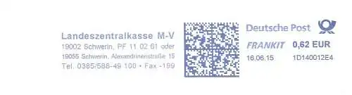 Freistempel 1D140012E4 Schwerin - Landeszentralkasse M-V (#2714)