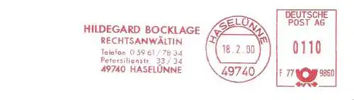 Freistempel F77 9860 Haselünne - Rechtsanwältin Hildegard Bocklage (#2644)